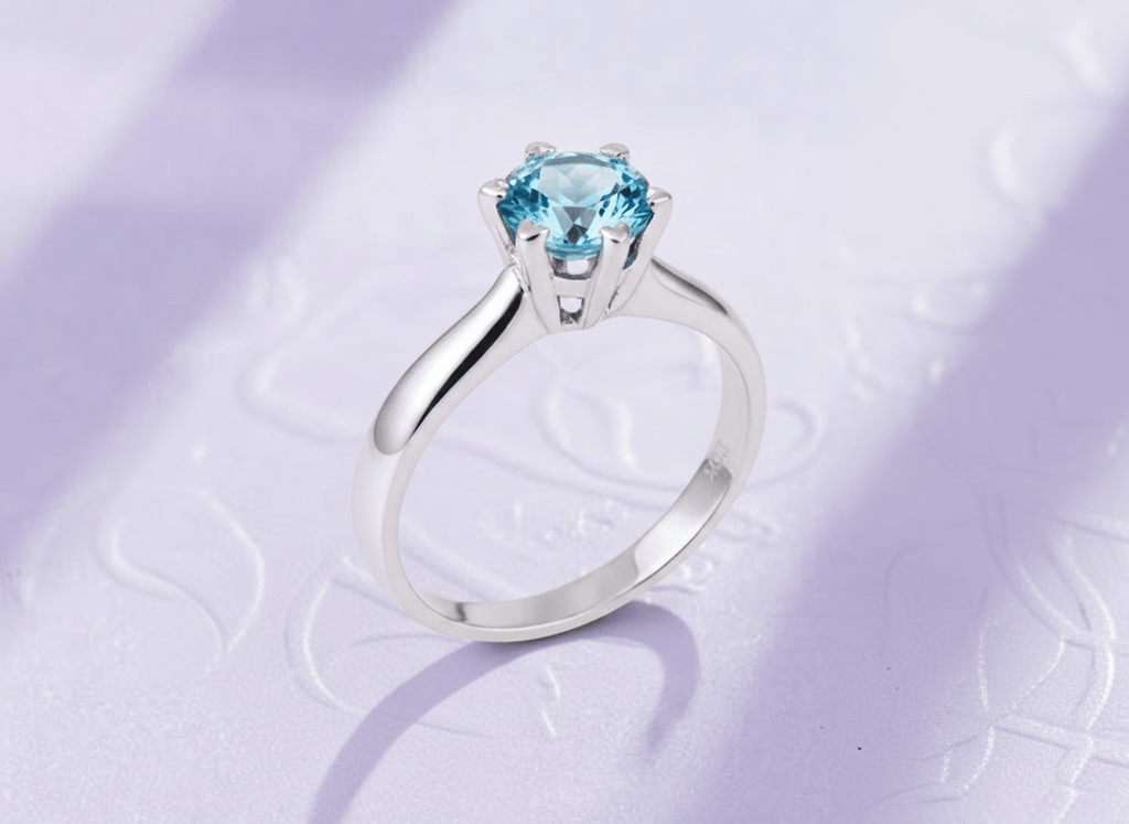 Nhẫn nữ Đá quý thiên nhiên Blue Topaz Solitaire Ring in Sterling Silver by AME Jewellery
