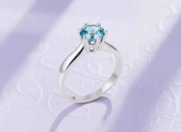 Nhẫn nữ Đá quý thiên nhiên Blue Topaz Solitaire Ring in Sterling Silver by AME Jewellery