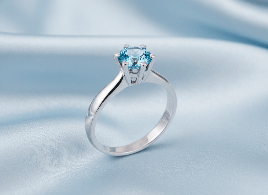 Nhẫn nữ Đá quý thiên nhiên Blue Topaz Solitaire Ring in Sterling Silver by AME Jewellery