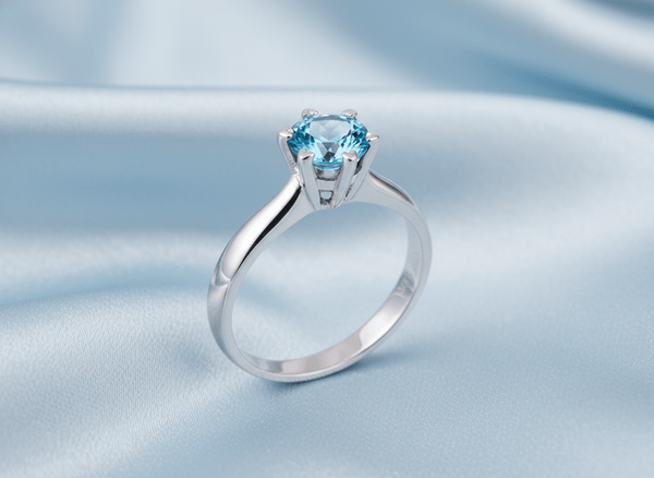 Nhẫn nữ Đá quý thiên nhiên Blue Topaz Solitaire Ring in Sterling Silver by AME Jewellery