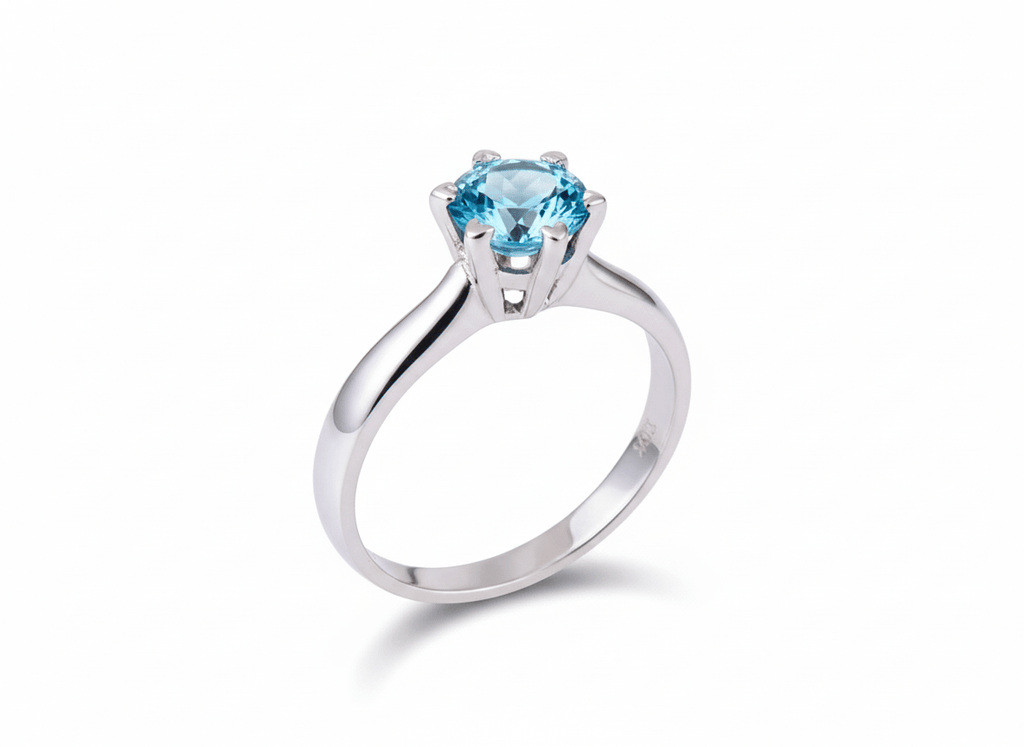 Nhẫn nữ Đá quý thiên nhiên Blue Topaz Solitaire Ring in Sterling Silver by AME Jewellery