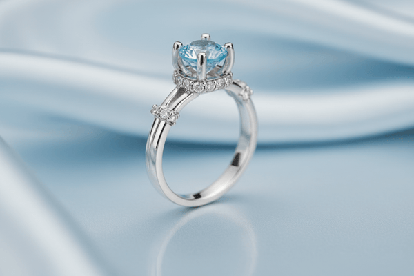 Nhẫn nữ Đá quý thiên nhiên Swiss Blue Topaz Split Shank Ring in Sterling Silver by AME Jewellery