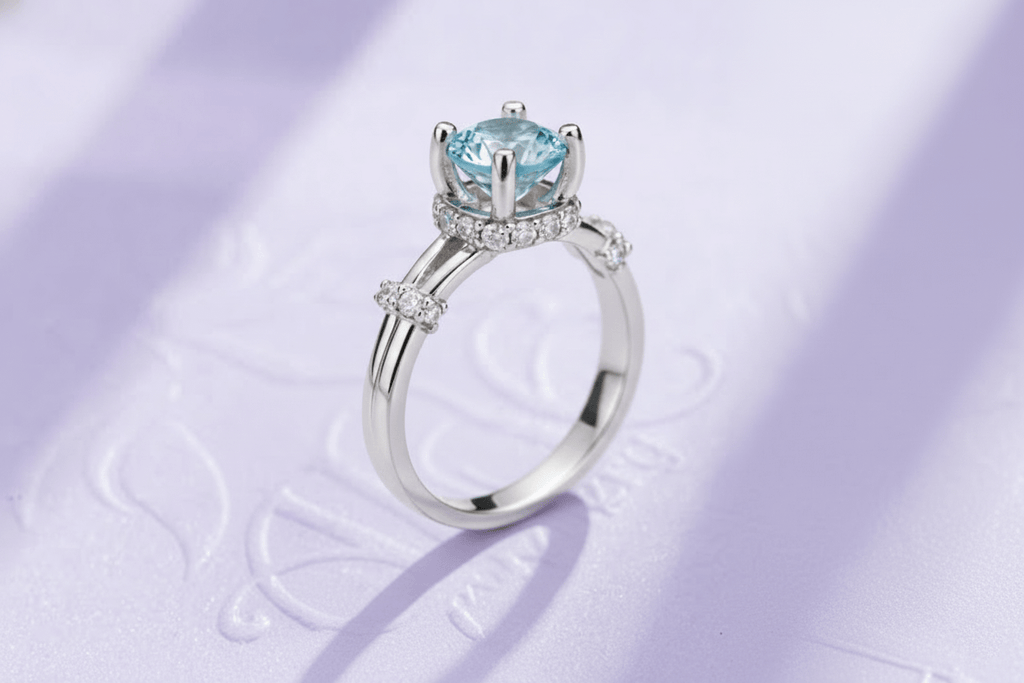 Nhẫn nữ Đá quý thiên nhiên Swiss Blue Topaz Split Shank Ring in Sterling Silver by AME Jewellery