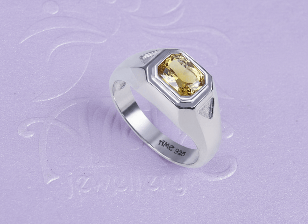 Nhẫn Nam Đá quý thiên nhiên Citrine Men's Ring in Sterling Silver by AME Jewellery