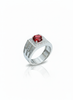 Natural Red Garnet Men's Ring in Sterling Silver