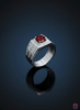 Natural Red Garnet Men's Ring in Sterling Silver
