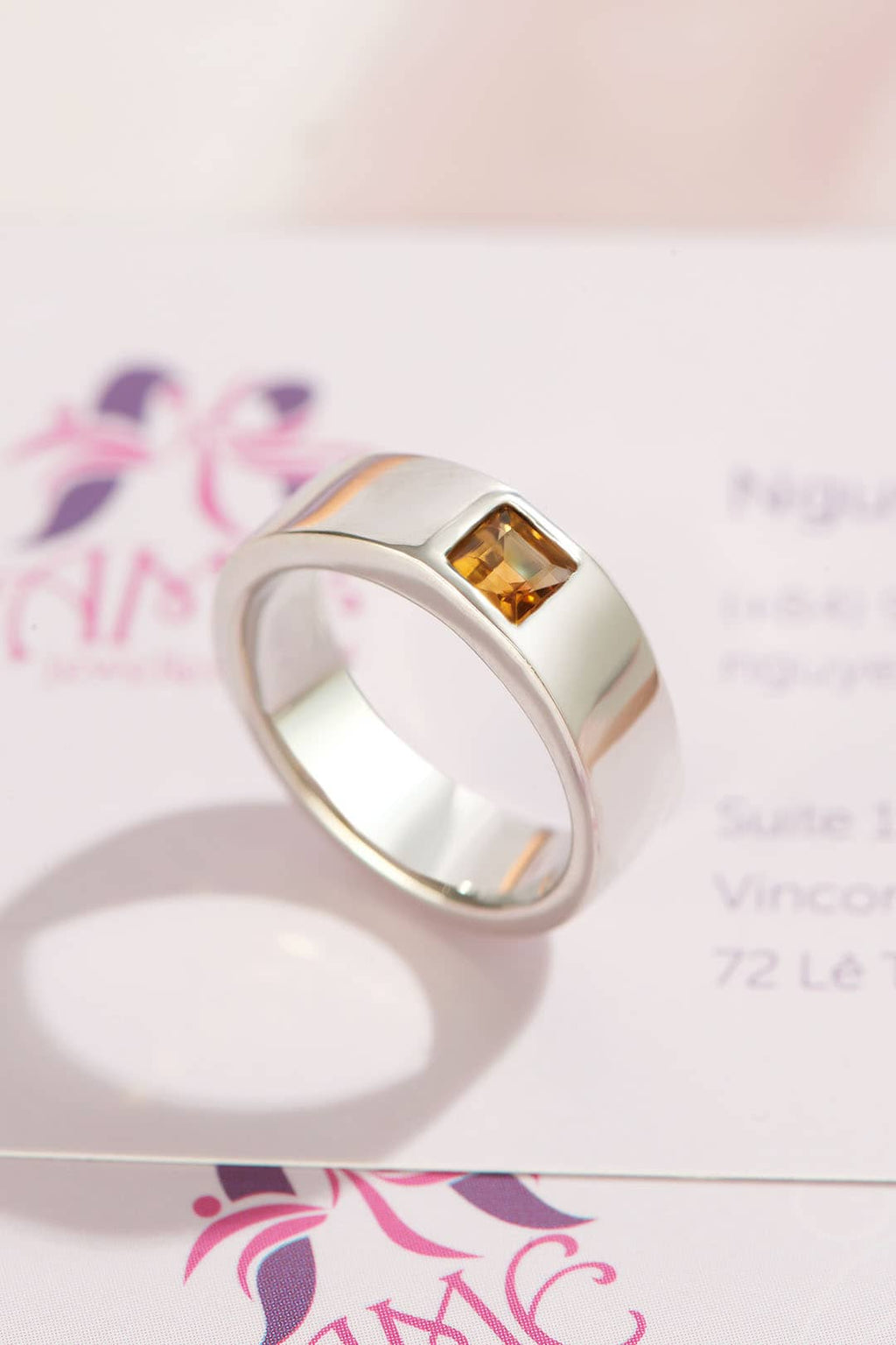 Nhẫn Nam Đá quý thiên nhiên Citrine Men's Ring in Sterling Silver by AME Jewellery