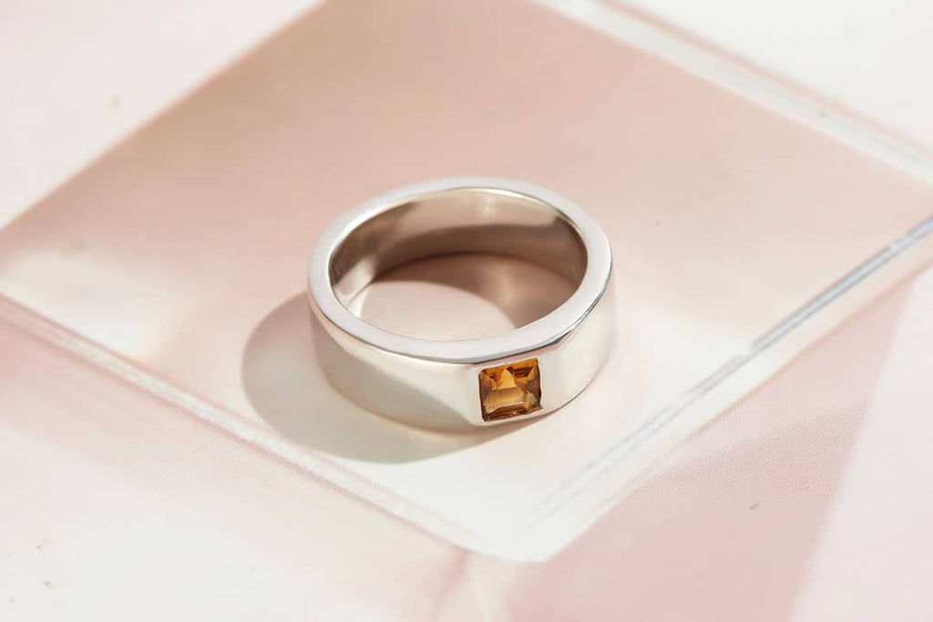 Nhẫn Nam Đá quý thiên nhiên Citrine Men's Ring in Sterling Silver by AME Jewellery