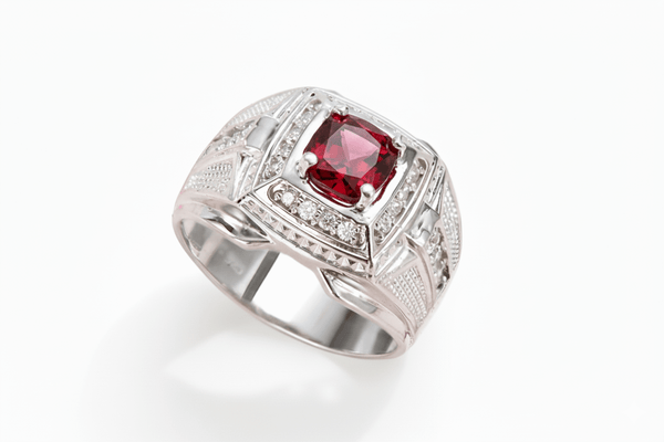Natural Garnet Men's Ring in Sterling Silver by AME Jewellery. 