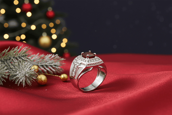 Natural Garnet Men's Ring in Sterling Silver by AME Jewellery. 