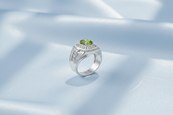 Natural Peridot Men's Ring in Sterling Silver by AME Jewellery.