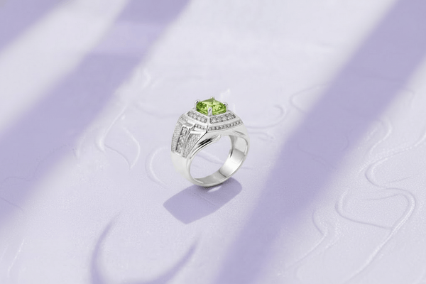 Natural Peridot Men's Ring in Sterling Silver by AME Jewellery.
