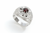 Nhẫn Mỹ Nam Đá quý thiên nhiên Red Garnet US Army Ring in Sterling Silver by AME Jewellery