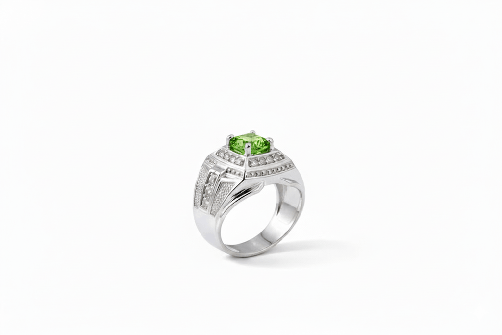 Natural Peridot Men's Ring in Sterling Silver by AME Jewellery.