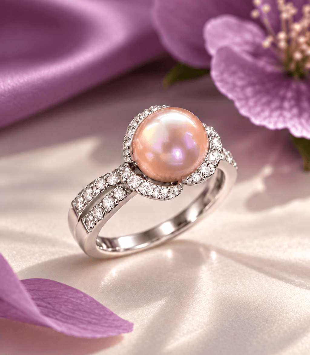 Nhẫn Ngọc trai nuôi nước ngọt màu tím oải hương - AME Jewellery