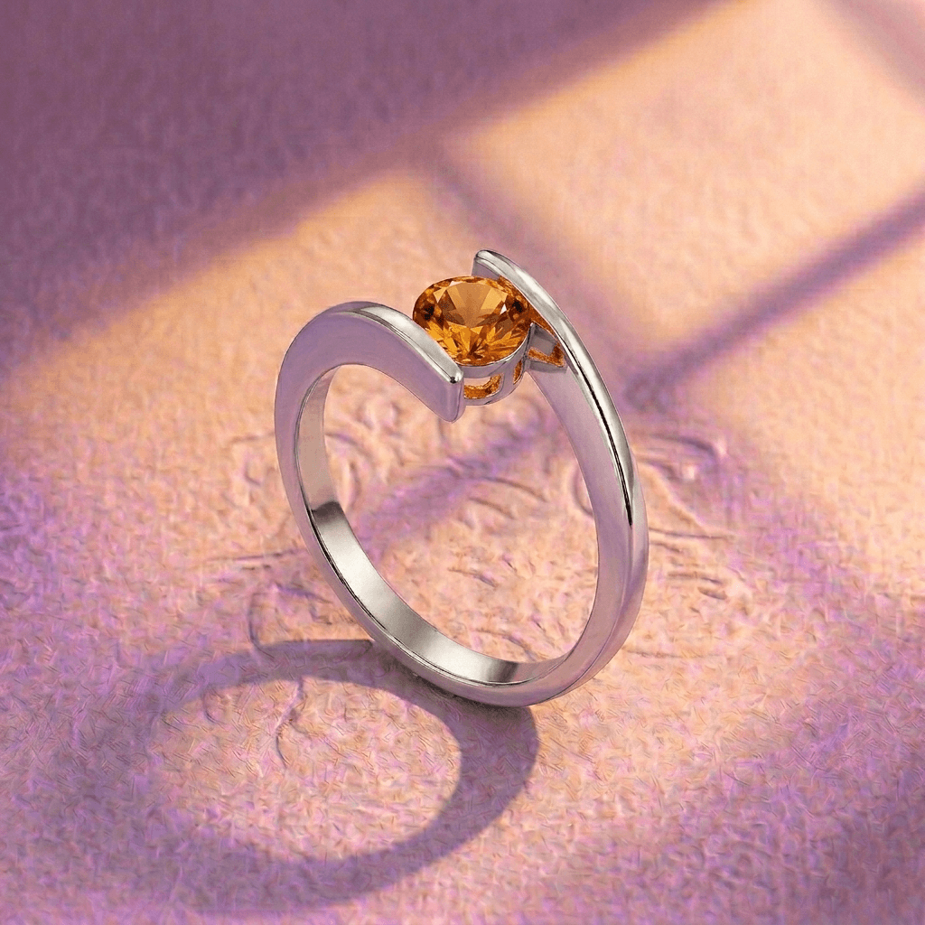 Natural Citrine Bypass Ring in Sterling Silver by AME Jewellery
