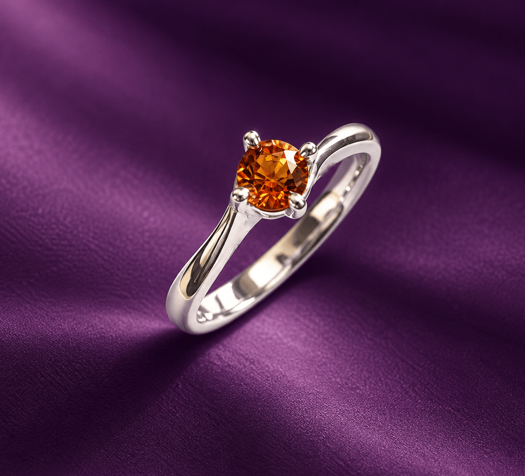 Nhẫn nữ đá quý tự nhiên Citrine 5mm - AME Jewellery