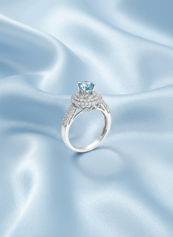 Natural Blue Topaz Three-Band Ring in Sterling Silver by AME Jewellery. 