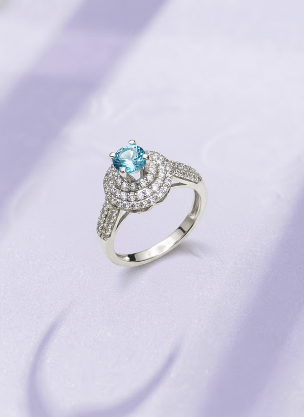 Natural Blue Topaz Three-Band Ring in Sterling Silver by AME Jewellery. 