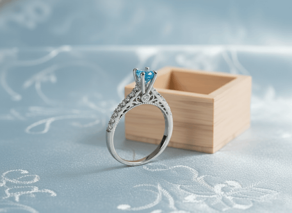 Nhẫn nữ Đá quý thiên nhiên Blue Topaz Vintage Ring in Sterling Silver by AME Jewellery