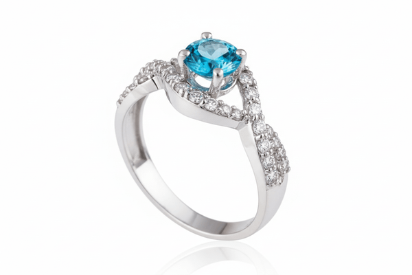 Nhẫn nữ Đá quý thiên nhiên Blue Topaz Twist Ring in Sterling Silver by AME Jewellery