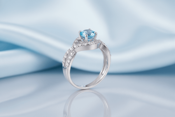 Nhẫn nữ Đá quý thiên nhiên Blue Topaz Twist Ring in Sterling Silver by AME Jewellery