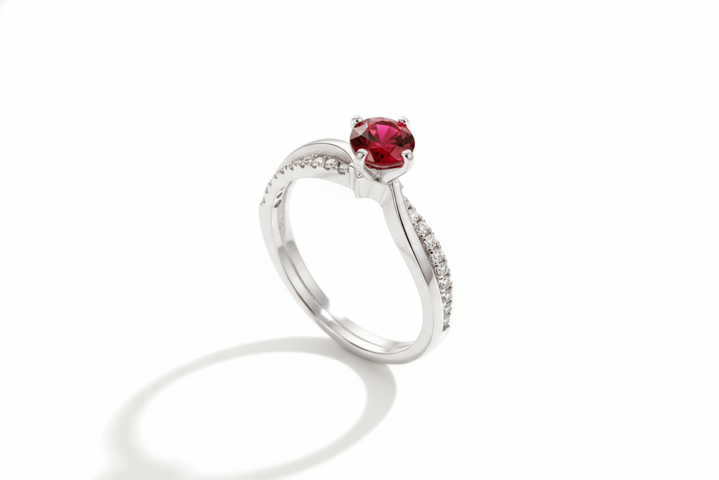 Natural Garnet Ring in Sterling Silver by AME Jewellery. 