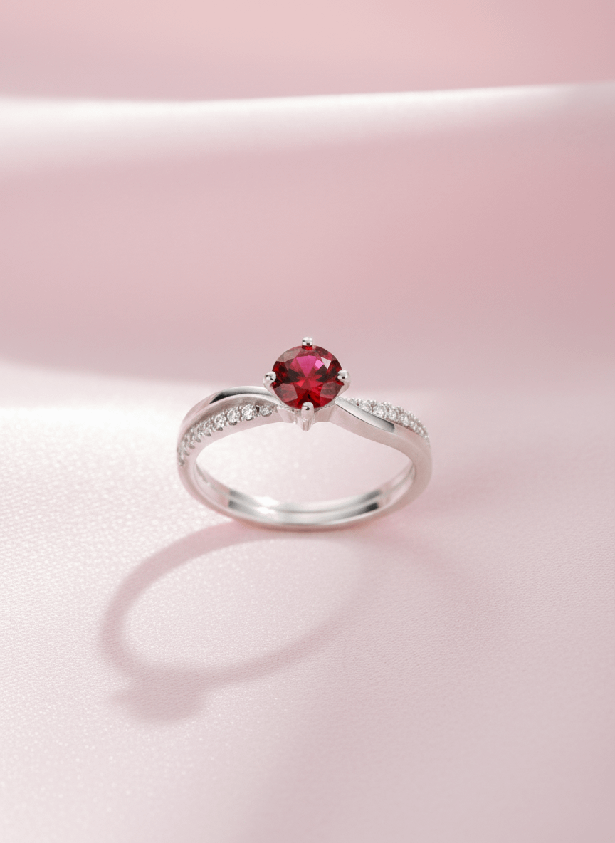 Natural Garnet Ring in Sterling Silver by AME Jewellery. 