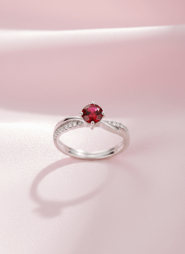 Natural Garnet Ring in Sterling Silver by AME Jewellery. 