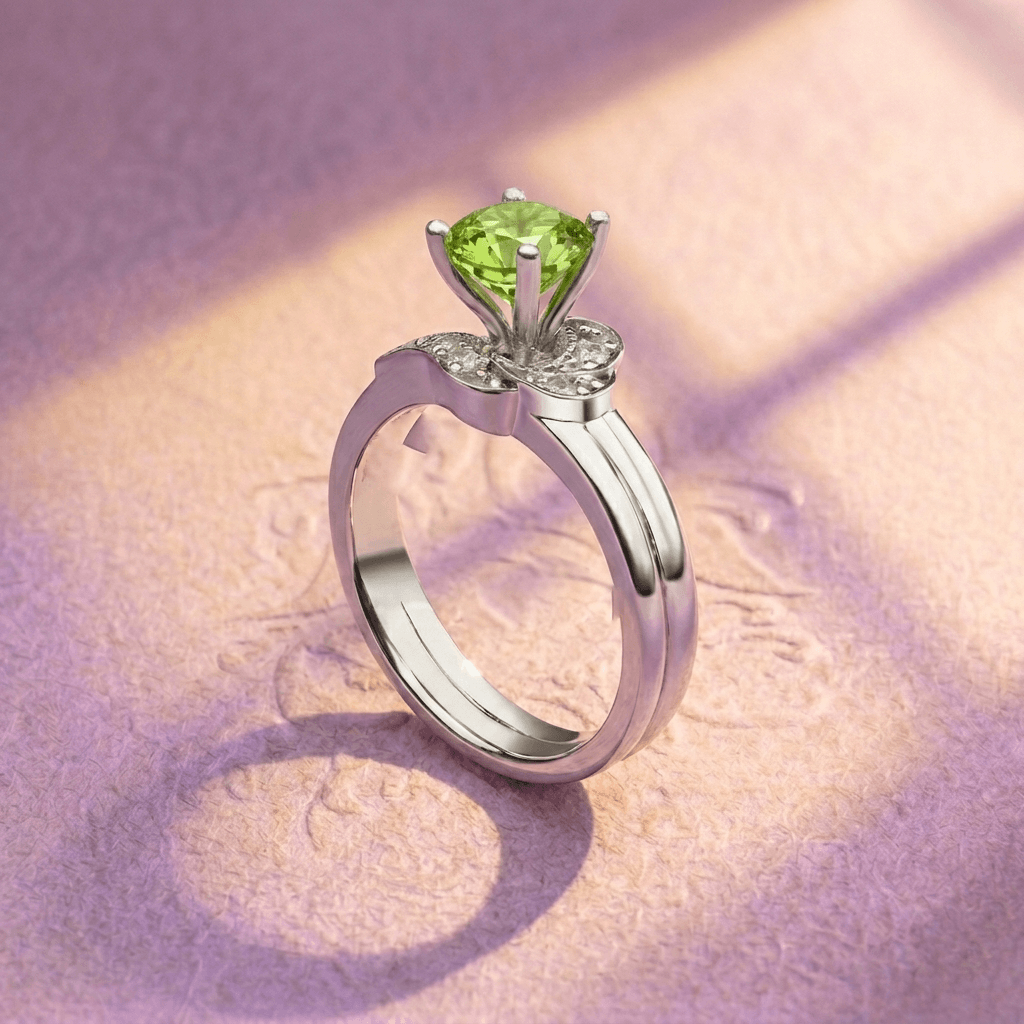 Natural Peridot Ring in Sterling Silver by AME Jewellery.