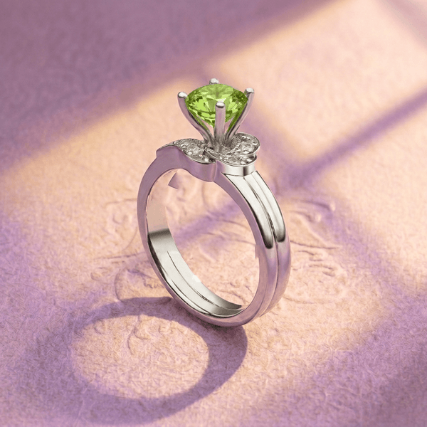 Natural Peridot Ring in Sterling Silver by AME Jewellery.