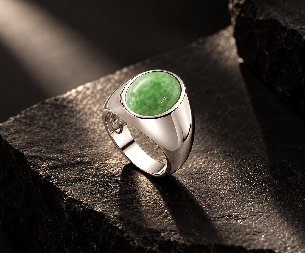 Nhẫn Signet Nam Nữ Cẩm thạch thiên nhiên oval - AME Jewellery