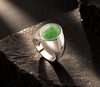 Nhẫn signet cẩm thạch thiên nhiên Oval nam và nữ - AME Jewellery