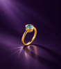 Nhẫn vàng 14K đá quý tự nhiên Blue zircon bezel setting - AME Jewellery