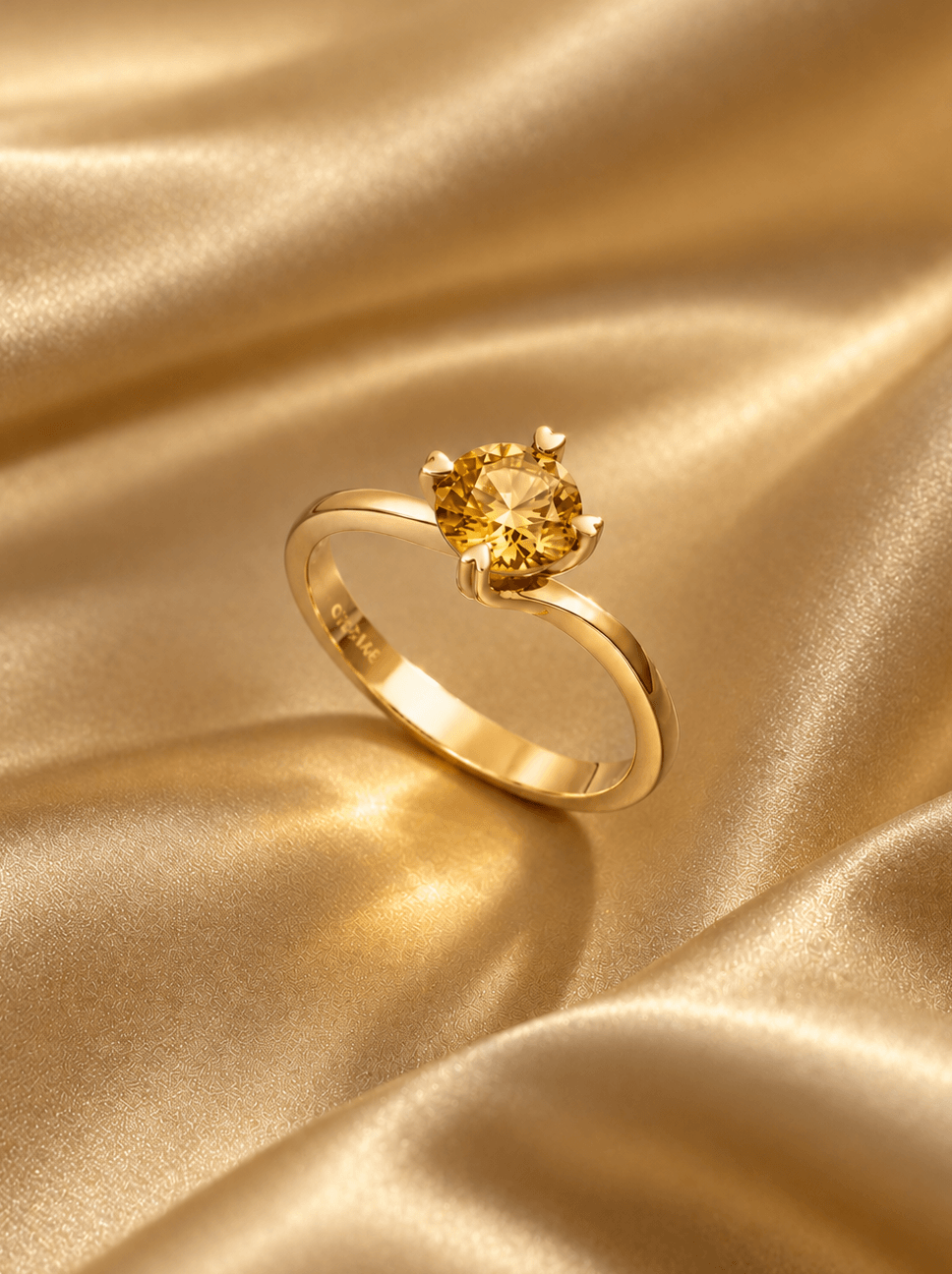 Nhẫn vàng 14K đá quý tự nhiên Citrine 7mm thiết kế kiểu twist - AME Jewellery
