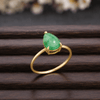 Natural Pear-shaped Burmese Jadeite Ring in 14K Yellow Gold - AME Jewellery