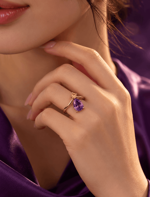 Nhẫn vàng hồng đá tự nhiên Amethyst và yellow sapphire - AME Jewellery