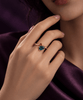 Nhẫn vàng hồng 14K đá quý tự nhiên London Blue topaz giọt và orange sapphire - AME Jewellery