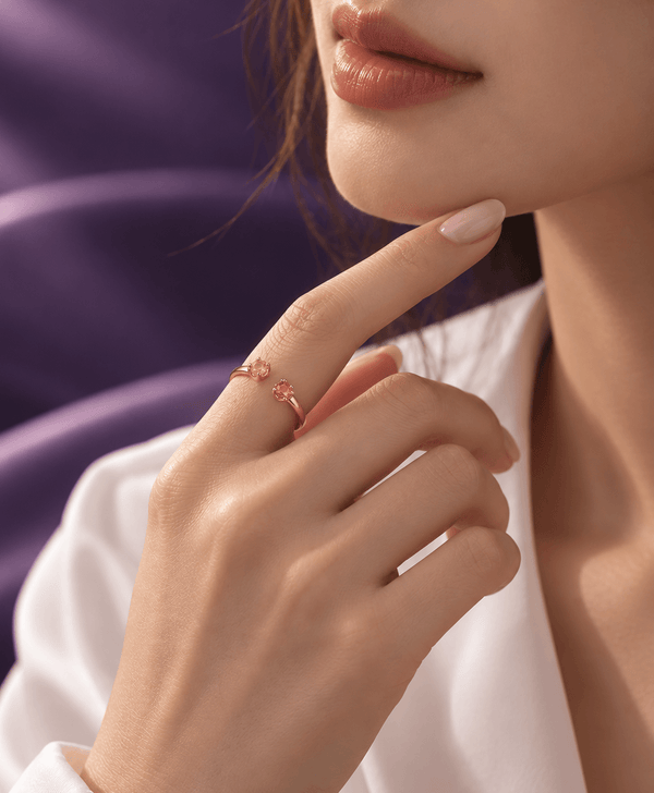 Nhẫn vàng hồng 14K đá quý tự nhiên Yellow and orange Sapphire - AME Jewellery