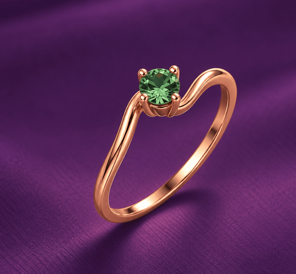 Nhẫn vàng hồng 14K đá quý tự nhiên Green tourmaline - AME Jewellery