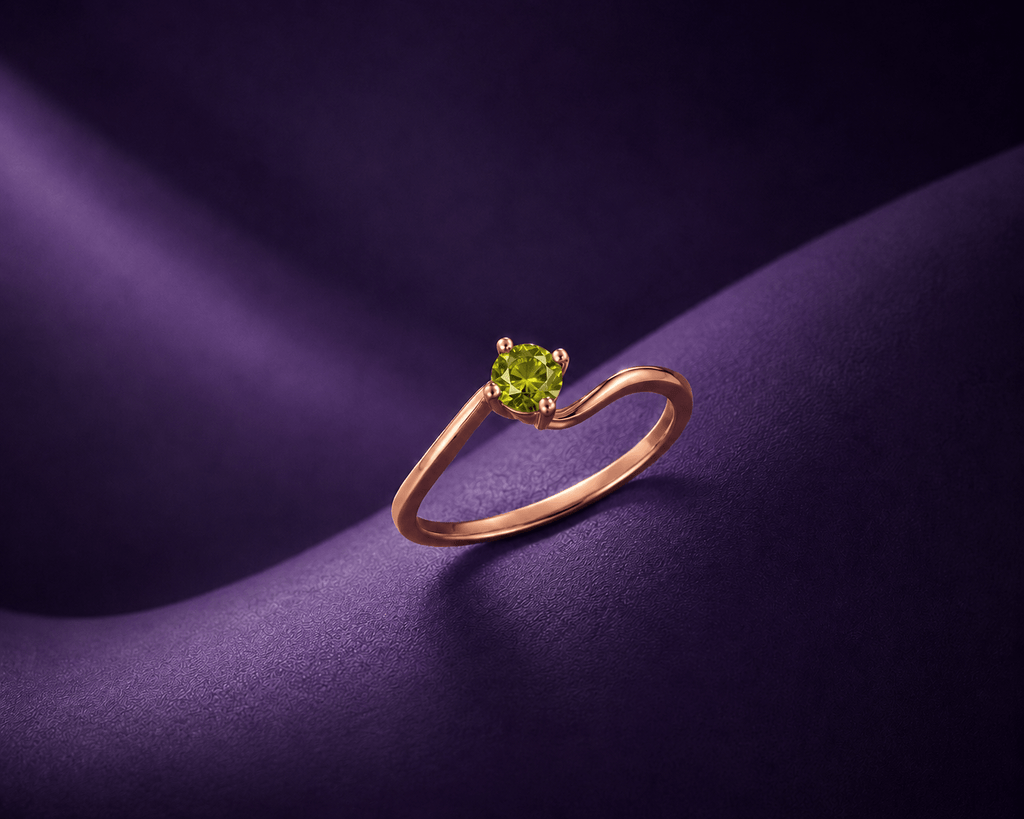 Nhẫn nữ Vàng Hồng Đá quý tự nhiên Peridot - AME Jewellery