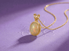Natural Orange Opal Bezel Pendant in 14K Yellow Gold - AME Jewellery