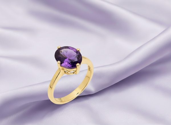 Bague en améthyste taille ovale de en or jaune 14K - AME Jewellery