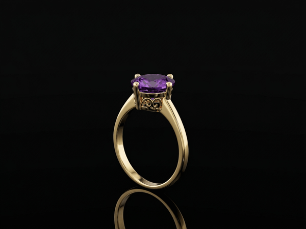 Nhẫn Vàng Đá quý tự nhiên Oval Amethyst Gold Ring by AME Jewellery