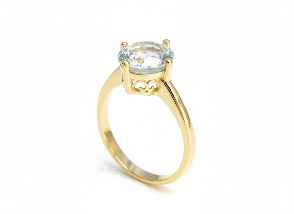 Nhẫn Vàng Đá quý tự nhiên Oval Aquamarine Ring in 14K Yellow Gold by AME Jewellery