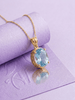 Natural Oval-cut Blue Topaz Pendant Necklace in 14K Yellow Gold by AME Jewellery