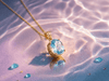 Natural Oval-cut Blue Topaz Pendant Necklace in 14K Yellow Gold by AME Jewellery