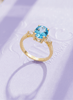 Nhẫn nữ Vàng Đá quý tự nhiên Oval Blue Topaz Ring in 14K Yellow Gold by AME Jewellery
