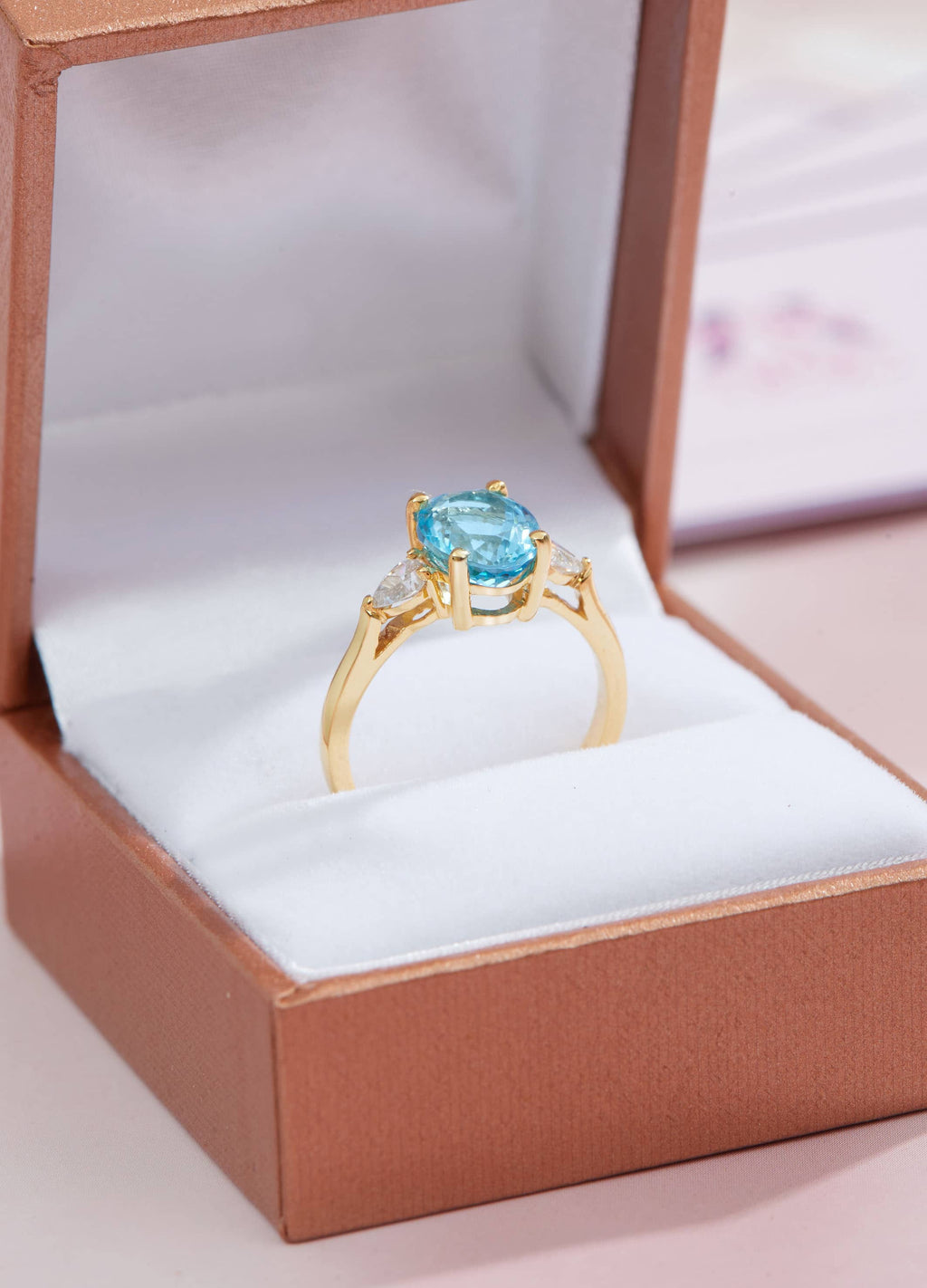 Nhẫn nữ Vàng Đá quý tự nhiên Oval Blue Topaz Ring in 14K Yellow Gold by AME Jewellery