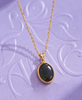 Mặt dây Vàng 14K Đá quý tự nhiên Black Opal - AME Jewellery
